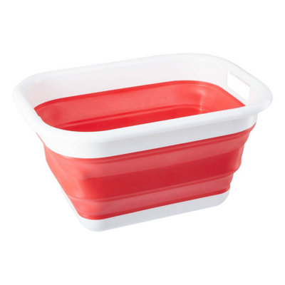 Orsina Collapsible Red White Laundry Basket,washing Hamper For Clothes,foldable Storage Basket  With Side Handles from B&Q