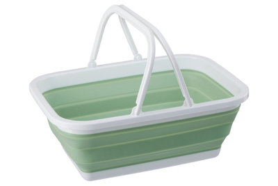 Orsina Collapsible Laundry Basket In Green,folding Washing Hamper With Handles,compact Basket For  Household Use from B&Q