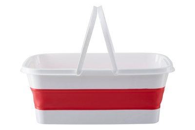 Orsina Luxe Collapsible Laundry Basket Red & White With Handles,large Folding Washing Basket,space-Saving Hamper from B&Q