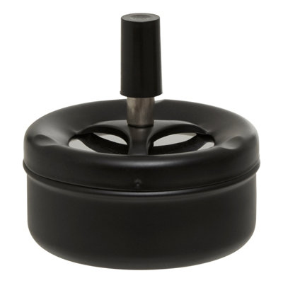 Orsina Matte Black Spinning AshtraySleek Push-Spin Ashtray With Lid For Smoke & Odour ControlDurable Metal from B&Q