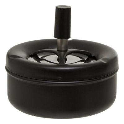 Orsina Medium Black Spinning AshtrayPush-Spin Lid Ashtray For Odour Control And Clean DisposalDurable Metal from B&Q