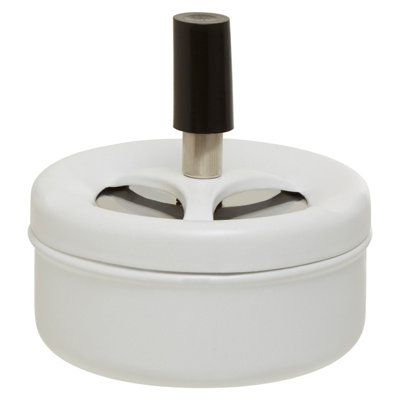 Orsina White Spinning AshtrayPush-Spin Lid Ashtray For Odour Containment And Clean Ash DisposalDurable Metal from B&Q