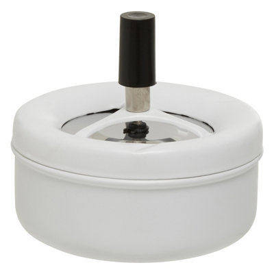 Orsina Medium White Spinning AshtrayPush-Spin Lid Ashtray For Odour Containment And Clean Ash DisposalDurable from B&Q