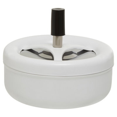 Orsina Large White Spinning AshtrayPush-Spin Lid Ashtray For Odour Containment And Clean Ash DisposalDurable from B&Q