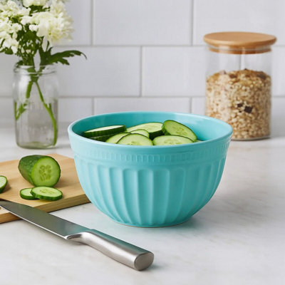 Orsina Versatile Small Green Mixing BowlDurable Mixing BowlSpacious Lightweight Rounded Serving Salad Bowl from B&Q
