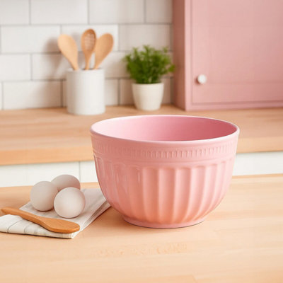 Orsina Versatile Medium Pink Mixing BowlDurable Mixing BowlSpacious Lightweight Rounded Serving Salad Bowl from B&Q