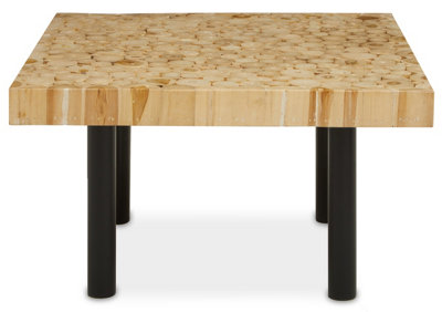 Orsina Rectangular Teak Plug Coffee TableSolid Teakwood Plug Top On Sleek Black Iron Frame from B&Q