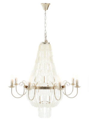 Orsina Industrial Teardrop Chandelier With Cascading Seashells8-Bulb Silver Leaf Finish Hanging Light from B&Q