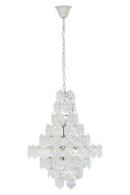 Orsina Classical Silver Leaf Chandelier12 Bulb Teardrop Glass Pendant LightVintage-Inspired Ceiling Light from B&Q