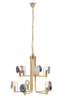 Orsina Contemporary Gold Agate 10-Light Pendant Ceiling LightModern Statement Lighting Fixture With Metal Frame from B&Q