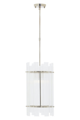 Orsina 1 Bulb Pendant LightNickel Finish Geometric Pendant LampFluted Clear Glass Hanging LightCeiling Fixture from B&Q