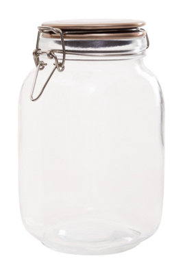Orsina Stylish Square 1550Ml Glass Jar With Champagne LidDurable Glass Jar With LidAirtight Storage Jars from B&Q