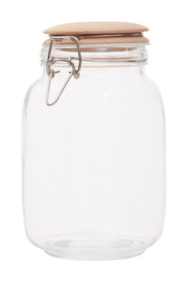 Orsina Stylish Square 1550Ml Glass Jar With Wooden LidDurable Glass Jar With LidVersatile Airtight Storage Jars from B&Q