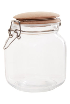 Orsina Durable Square 1050Ml Glass Jar With Wooden LidStylish Glass Jar With LidVersatile Airtight Storage Jars from B&Q