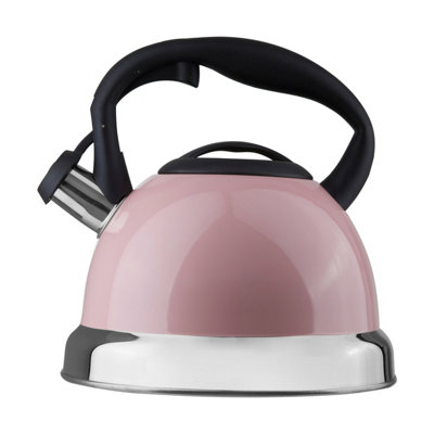 Orsina 3000Ml Pink Whistling KettleStainless Steel Stovetop Kettle With Whistle & Cool Touch HandlePink Finish from B&Q