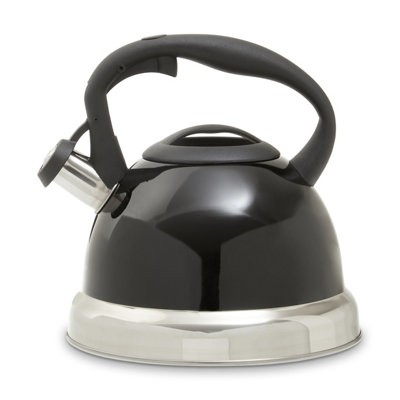 Orsina Black 3000Ml Whistling KettleSleek Stainless Steel Stovetop Kettle With Whistle & Soft Touch Handle, from B&Q