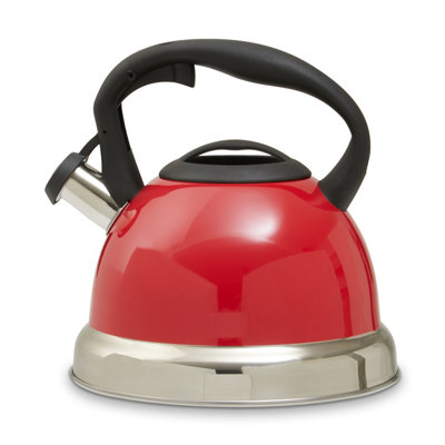 Orsina 3000Ml Red Whistling KettleDurable Stainless Steel Stovetop Kettle With Whistle & Cool Touch Handle from B&Q