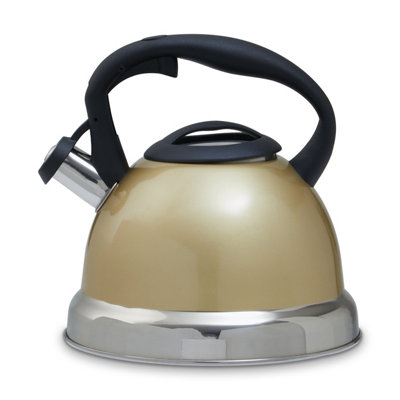 Orsina 3000Ml Light Gold Whistling KettleDurable Stainless Steel Stovetop Kettle With Whistle & Cool Touch from B&Q