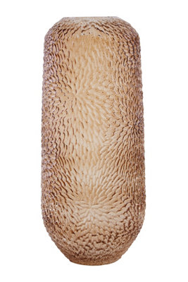 Orsina Colbie Large Embossed Amber Glass Vase from B&Q