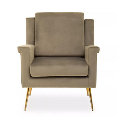 Orsina Mink Velvet Armchair For LivingroomModern Sturdy ChairVelvet Upholstered Accent Chair For Reading Book from B&Q