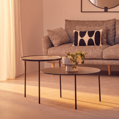 Orsina Layered Round Coffee TableMetal And Glass Top Coffee TableBlack Coffee TableIndustrial Coffee Table from B&Q