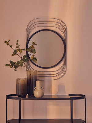 Orsina Concentric Wall MirrorDecorative Mirror In Black FinishModern Art Deco Design Wall Mirror For Home from B&Q