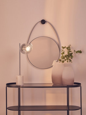 B&Q -  Hanging Wall MirrorDecorative Mirror In Black FinishModern Art Deco Design Wall Mirror For Home Decor