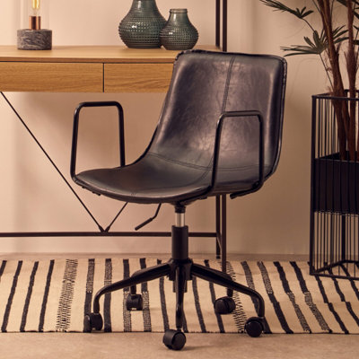 Orsina Claw Base Black Leather Home Office ChairUpholstered Seat Of Office ChairHeight Adjustable Swivel Chair from B&Q