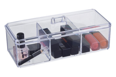 B&Q -  Beauty 3 Compartment Cosmetics Organiser With Lid