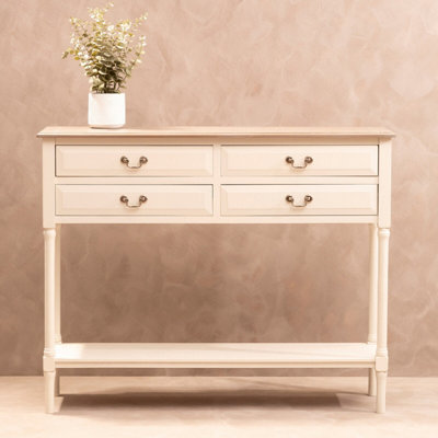 Orsina Console Table For HallwayPine Wood Hallway Table For Home Office DécorWood Table With 4 Drawers from B&Q