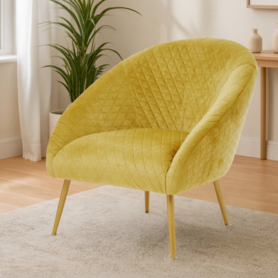 Premier Housewares Interiors By Premier Occasional Chair, Luxury Velvet Occasional Chair, Comfortable, Stylish, And Functional Chair Gold