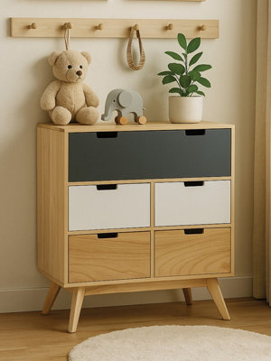 Orsina Compact Design Five Drawer ChestModern Design Chest Of Drawers For LivingroomMinimalist Storage Chest from B&Q