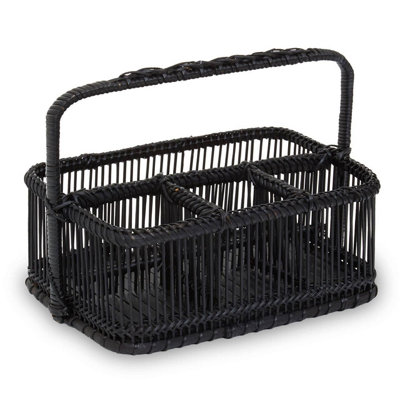 B&Q -  Black Rattan And Bamboo Caddy Basket