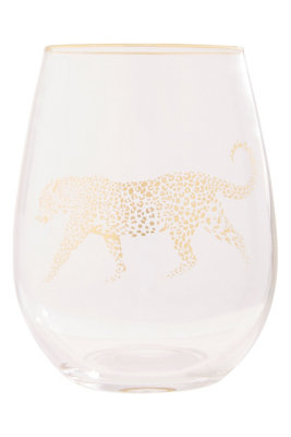 Orsina Comfortable Grip Gold Leopard Curved TumblerVersatile Tumbler For PartiesEasy Sipping Restaurant Tumbler from B&Q
