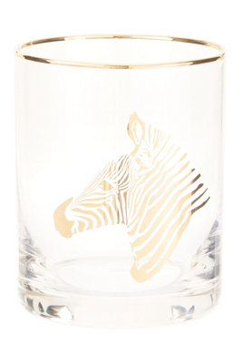 Orsina Zebra Print Glass TumblerHandcrafted 380Ml Tumbler GlasswareSafari-Inspired Tall Tumbler For Wine from B&Q