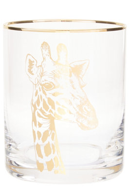 Orsina Giraffe Print Glass TumblerHandcrafted 380Ml Tumbler GlasswareSafari-Inspired Tall Tumbler For Wine from B&Q