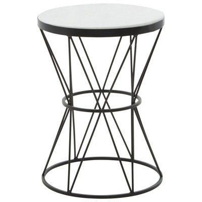Orsina Shalimar Round White Marble Top Side Table from B&Q