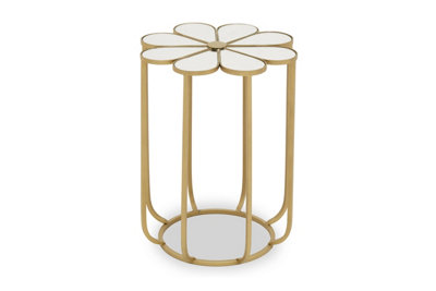 Orsina Distinctive Petal Side Table With Mirrored TopGold Finish Bedside TableBotanical Design Nesting Table from B&Q