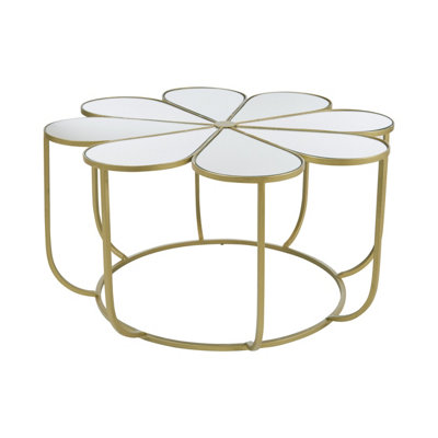 Orsina Modern Petal Coffee Table With Mirrored TopGold Finish Decorative TableBotanical Design Lounge Table from B&Q