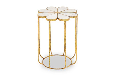 Orsina Petal Side Table With Marble TopGold Finish Bedside TableModern  Nesting TableMetallic Round Table from B&Q