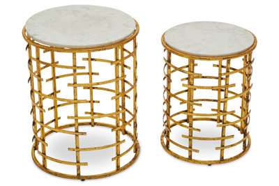 Orsina Distinctive Set Of 2 Tables With Jupiter BaseMetallic Nesting TableOld Finish Bedside Table For Bedroom from B&Q