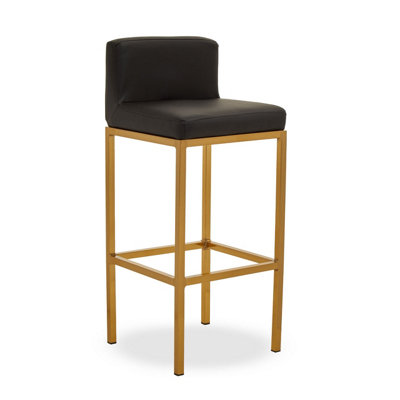 Orsina Black Pu And Gold Finish Bar ChairGlam Touch Indoor Metal Bar StoolFootrest Bar Chair from B&Q