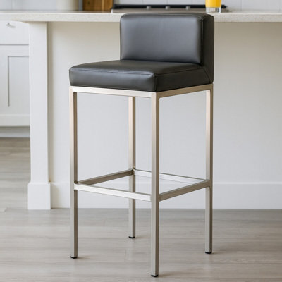 Orsina Dark Grey And Chrome Finish Bar ChairGlam Touch Indoor Metal Bar StoolFootrest Bar Chair from B&Q