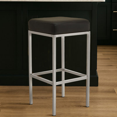 Orsina Baina Black Pu And Chrome Finish Bar Stool from B&Q