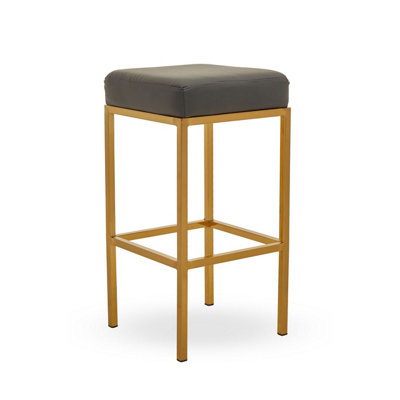 Orsina Baina Dark Grey Pu And Gold Finish Bar Stool from B&Q