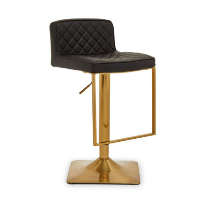 B&Q -  Baina Black And Gold Bar Stool With Square Base