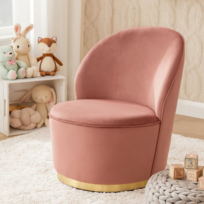 Orsina Dusty Pink Kids Velvet Chair With Gold BaseVelvet Upholstery Kids Chair For Living RoomDining Room from B&Q