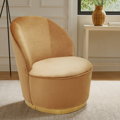 Orsina Distinctive Beige Velvet Gold Base ChairModern Armless Accent ChairBeige Wooden Chair For Dining Room from B&Q