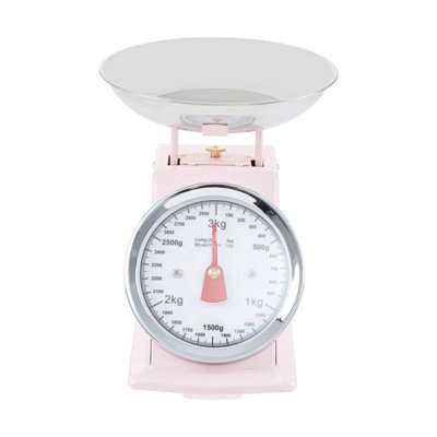 Orsina Premium 3Kg Pastel Pink Retro Kitchen ScaleRetro Kitchen ScaleIron Steel Constructed Baking Scale from B&Q