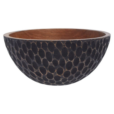 Orsina Kara Large Carved Wooden Bowl from B&Q